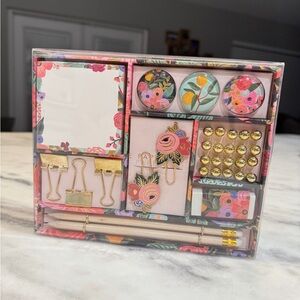 Anthropologie Rifle Paper Tackle Box 32 Piece Set Desk Office Accessories NIB